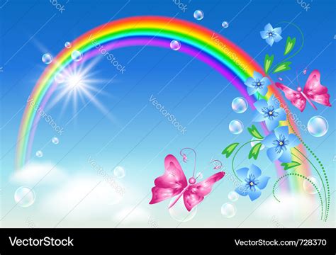 Rainbow and flowers Royalty Free Vector Image - VectorStock