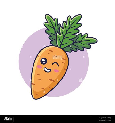 Cute Kawaii carrot cartoon icon illustration. Food vegitable flat icon concept isolated on white ...