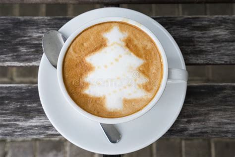 Christmas Tree Latte Art Coffee Stock Photo - Image of gourmet, foam ...