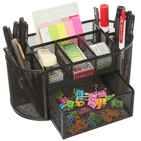 MOCREO Desk Tidy Mesh Desk Organiser Set Office Tidy Organiser Desk Caddy Tray Multi-functional ...