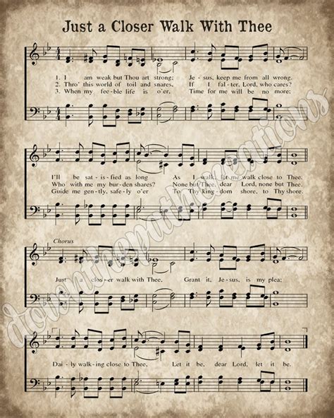 Just a Closer Walk With Thee Hymn Print Printable Vintage - Etsy