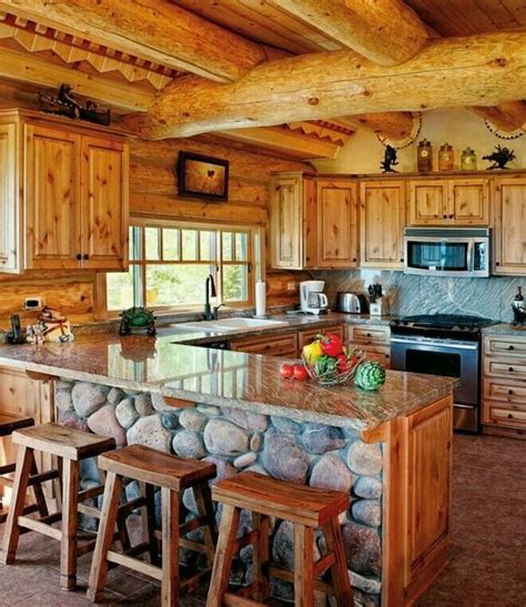 Cocinas Rústicas De Campo (3) | Log home kitchens, Cabin kitchen decor, Log cabin interior