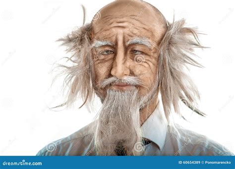 Crazy Old Man On A White Background In Studio Royalty-Free Stock Image | CartoonDealer.com #60654328