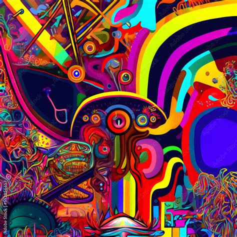 colorful fluorescent neon psychedelic N,N-Dimethyltryptamine trip background, neural network ...