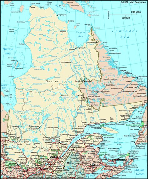 Quebec, Canada Political Wall Map | Maps.com.com