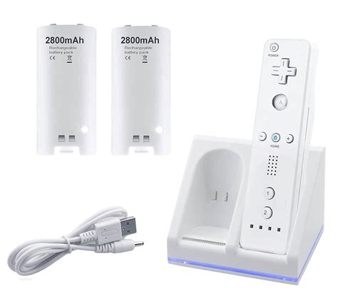 Amazon.com: Wii Remote Charger, 2 in 1 Charging Station Charger Dock with 2 Pack 2800mAh ...