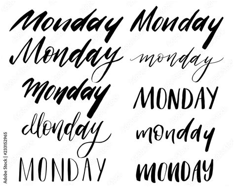 Handwritten days of the week monday, calligraphy.Lettering typography. Stock Vector | Adobe Stock