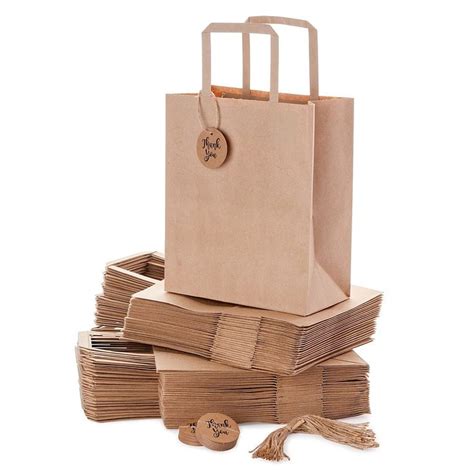 Premium Bulk Brown Kraft Paper Bags with Handles for Shopping, Gifts ...