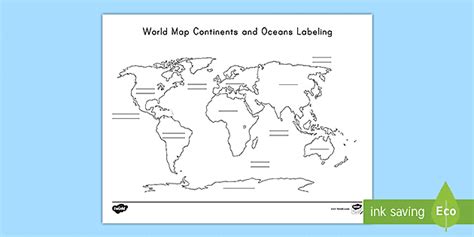 7 Continents Map Coloring Page