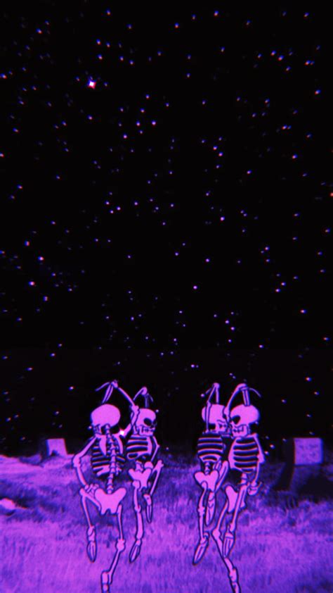 Dancin skeletons, aesthetic, grunge, halloween, purple, HD phone ...