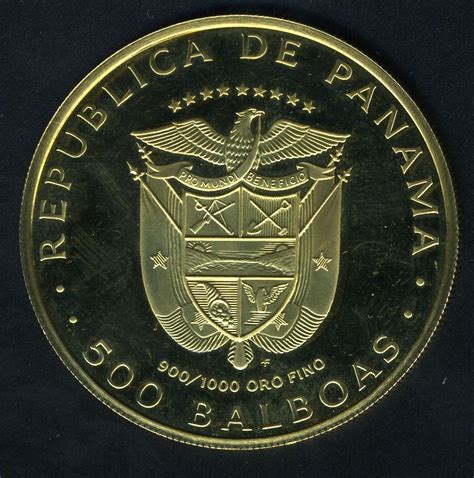 PANAMA 500 BALBOA PROOF GOLD COIN, 1975.|World Banknotes & Coins ...