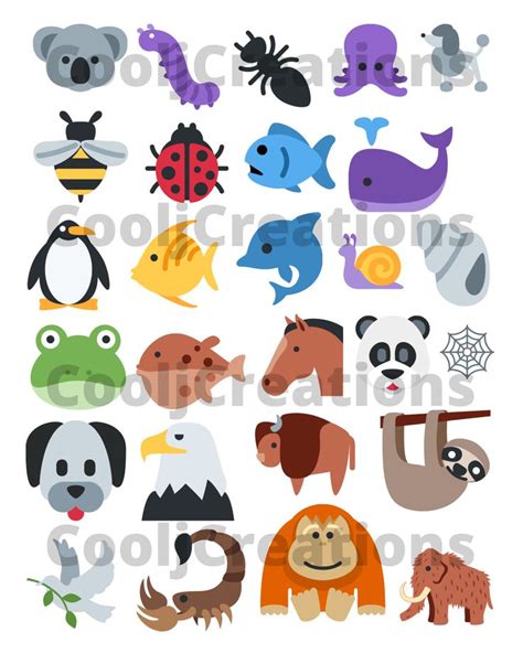 Animal Emojis Scrapbooking Emojis Animal Emoji Clipart - Etsy New ...