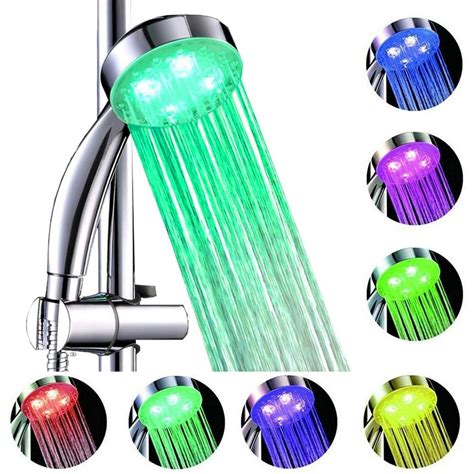 Shower Head LED - Bathroom Shower Heads 7 Color LED Handheld Disco Shower Head for Fun, Chrome ...