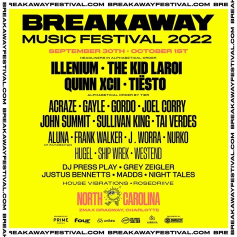 Breakaway Music Festival - Carolina 2022 Tickets at Charlotte Motor ...