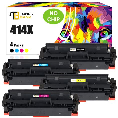 Toner Bank 4-Pack Compatible Toner Cartridge Replacement NO CHIP for HP W2020X Color LaserJet ...