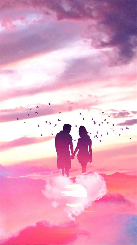 Download Lovely Couple With Pink Cloudy Romantic Background ...