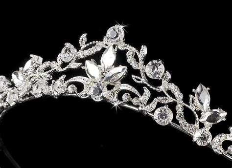 Silver Rhinestone Tiara - Elegant Bridal Hair Accessories