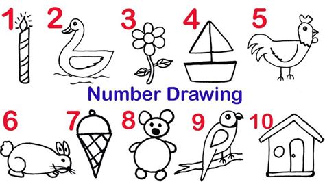 How to draw pictures using numbers 1 to 10 || Number Drawing easy step ...