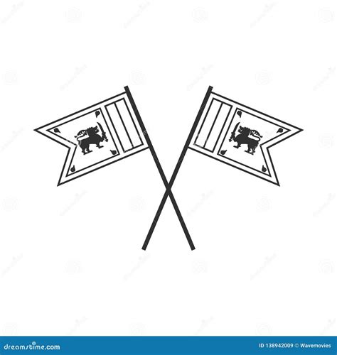 Sri Lanka Flag Icon in Black Outline Flat Design Stock Vector - Illustration of design, culture ...