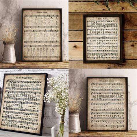 Printable vintage hymn set, Amazing Grace, It is Well, Old Rugged Cross, In the Garden, Blessed ...