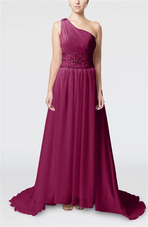 Raspberry Wedding Dress - Modest Outdoor Sheath Chiffon Court Train ...