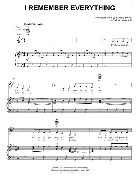 John Prine I Remember Everything Sheet Music Notes, Chords | John prine ...