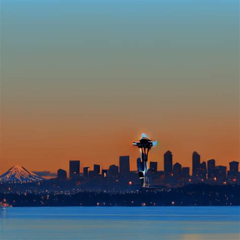 Seattle Skyline at Sunset · Creative Fabrica