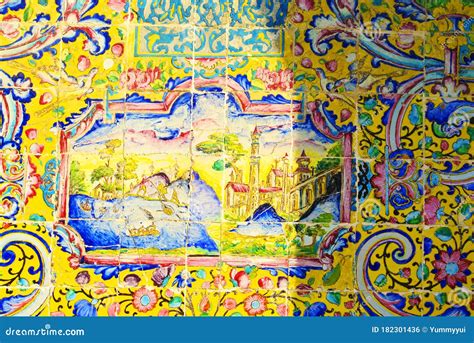 Golestan Palace with Persian Tiles Art, Tehran, Iran. Editorial Photo ...