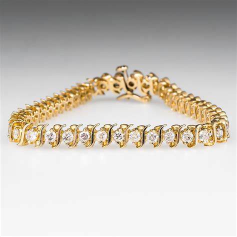 "S" Link 4 Carat Diamond Tennis Bracelet 14K Gold