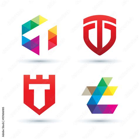 Set of Abstract Letter T Logo - Vibrant and Colorful Icons Logos Stock Vector | Adobe Stock