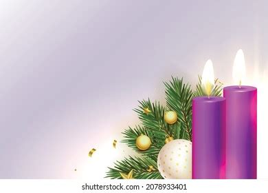 Two Purple Advent Candles Decorative Background Stock Vector (Royalty ...