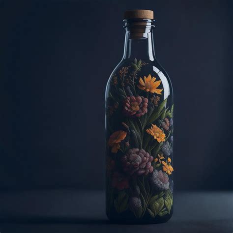 Premium AI Image | A bottle decorated with colorful flowers trending on ...