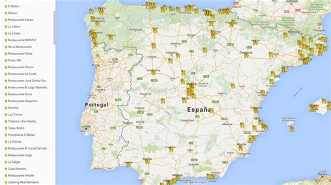 Mapa de todos los restaurantes con Estrella Michelin en España