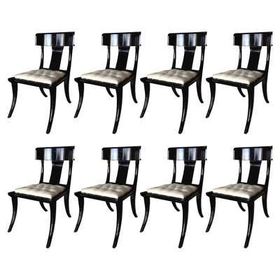 Italian Neoclassical Regency Cherry Wood Saber Leg Dining Chairs - Set ...