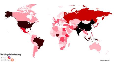 World Population Heat Map | Map, Heat map, World