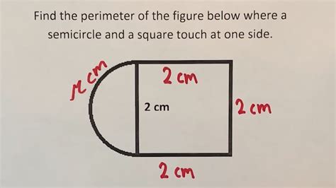 Finding the Perimeter of a Combined Semicircle and Square! - YouTube