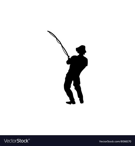 Fisherman silhouette black Royalty Free Vector Image