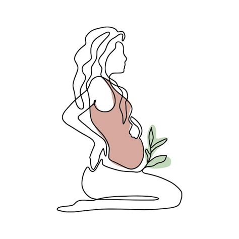 Premium Vector | One line abstract pregnant woman art