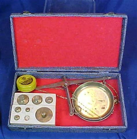 VINTAGE HAMMEL RIGLANDER Germany Traveling Scale Weights Box Jeweler Apothecary $35.00 - PicClick