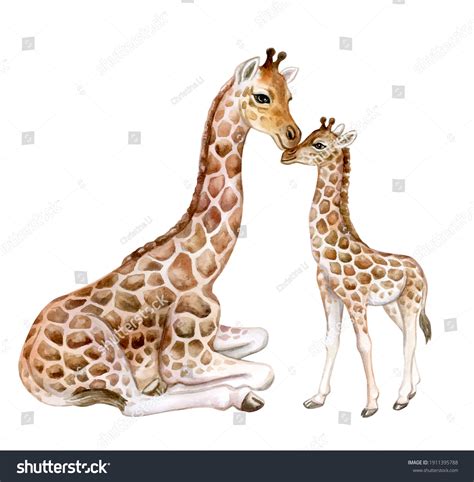 Mom And Baby Giraffe Clip Art