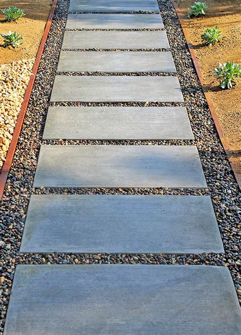 Concrete Paver Walkway with Pebbles