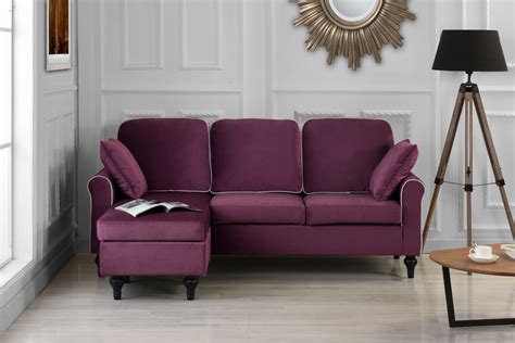 Classic and Traditional Small Space Velvet Sectional Sofa with