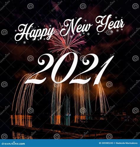 Happy New Year 2021 with Fireworks Background Stock Image - Image of ...