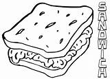 Coloring Sandwich Peanut Butter Jelly Clipart Drawing Pages Food Clip  sketch template