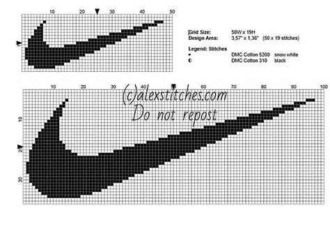 Nike logo in two sizes small and big free cross stitch pattern - free ...