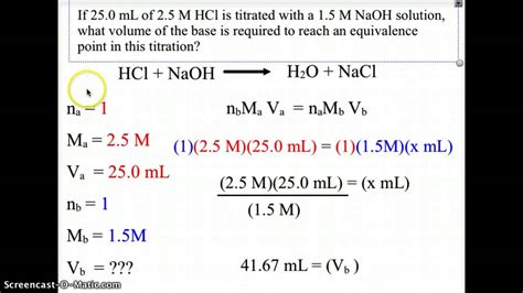 Acid Base Titration Calculation