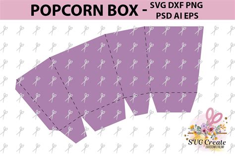 Popcorn box template svg dxf ai eps png papercutting (112985) | Paper ...