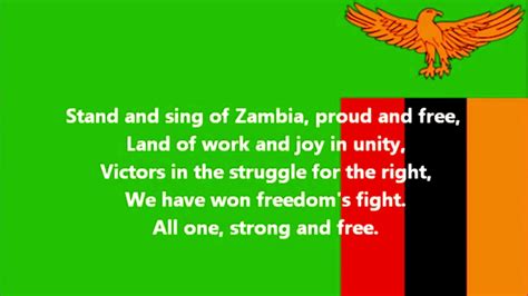 Stand and Sing of Zambia, Proud and Free- National Anthem of Zambia ...