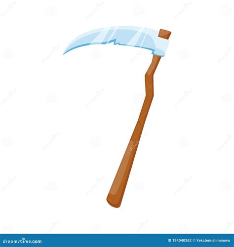 Cartoon Cute Metal Scythe with Wooden Handle. Stock Vector - Illustration of metal, night: 194040362