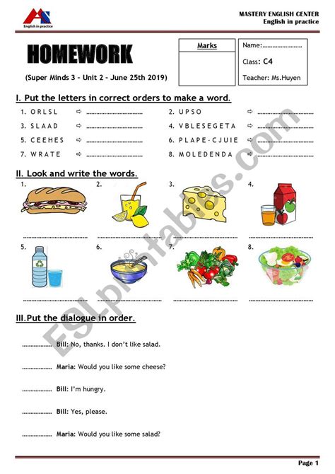 Super Minds 3 - Unit 2 - ESL worksheet by huyenhua